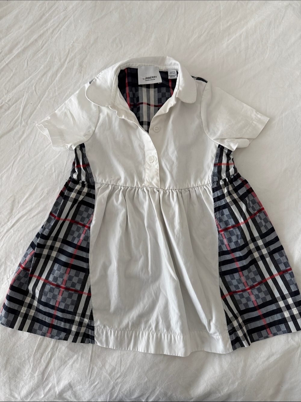 Burberry Polo Dress with Signature Check Panels. Size 18m